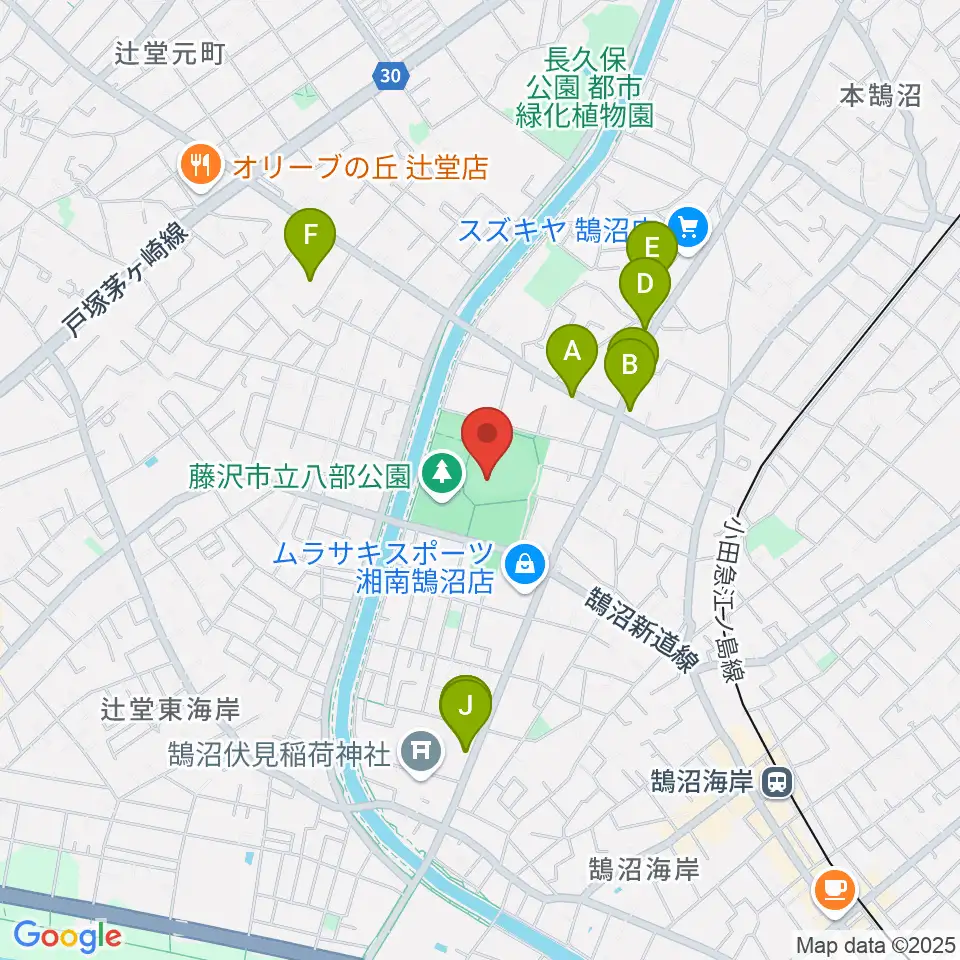 藤沢市八部野球場周辺のカフェ一覧地図