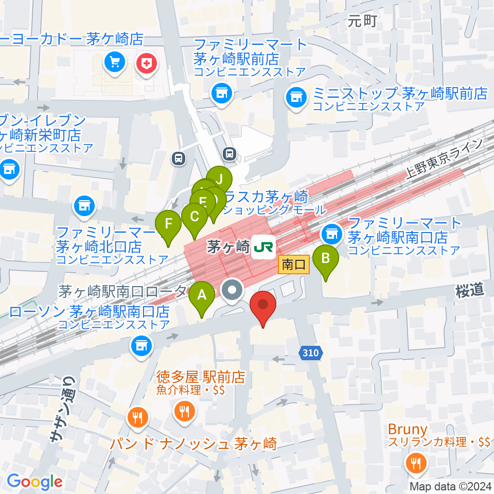 長谷川楽器店 駅前センター周辺のカフェ一覧地図