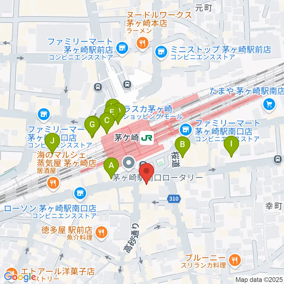 長谷川楽器店 駅前センター周辺のカフェ一覧地図