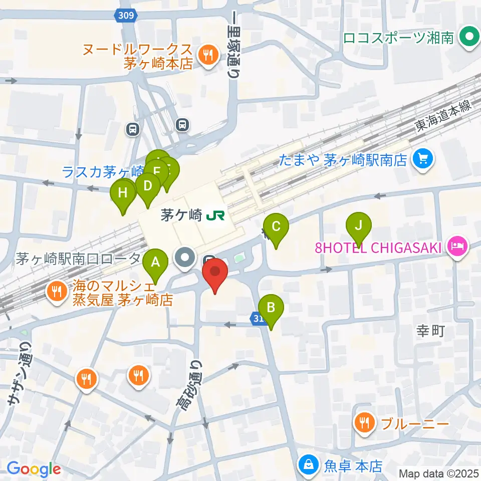 長谷川楽器店 駅前センター周辺のカフェ一覧地図