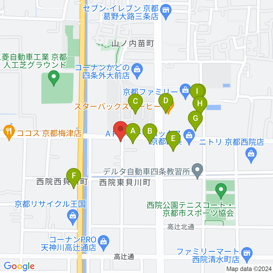 スタジオレンス周辺のカフェ一覧地図