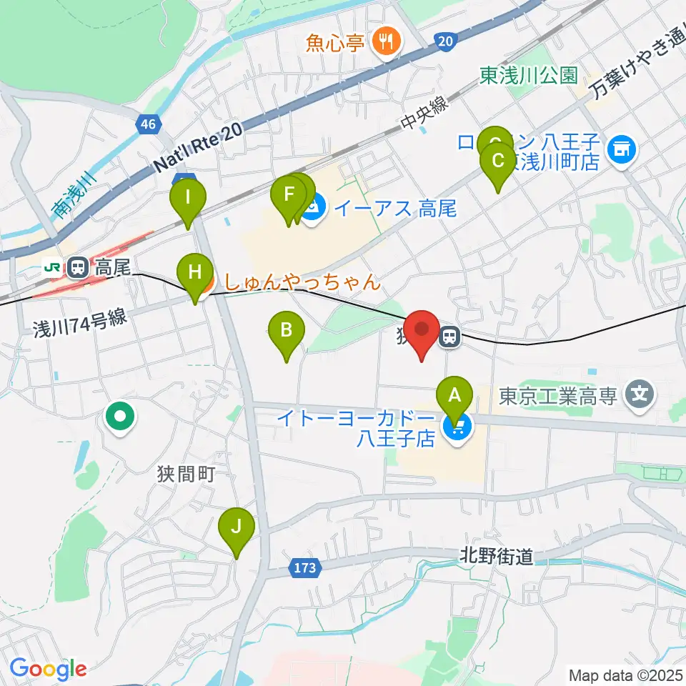 エスフォルタアリーナ八王子周辺のカフェ一覧地図