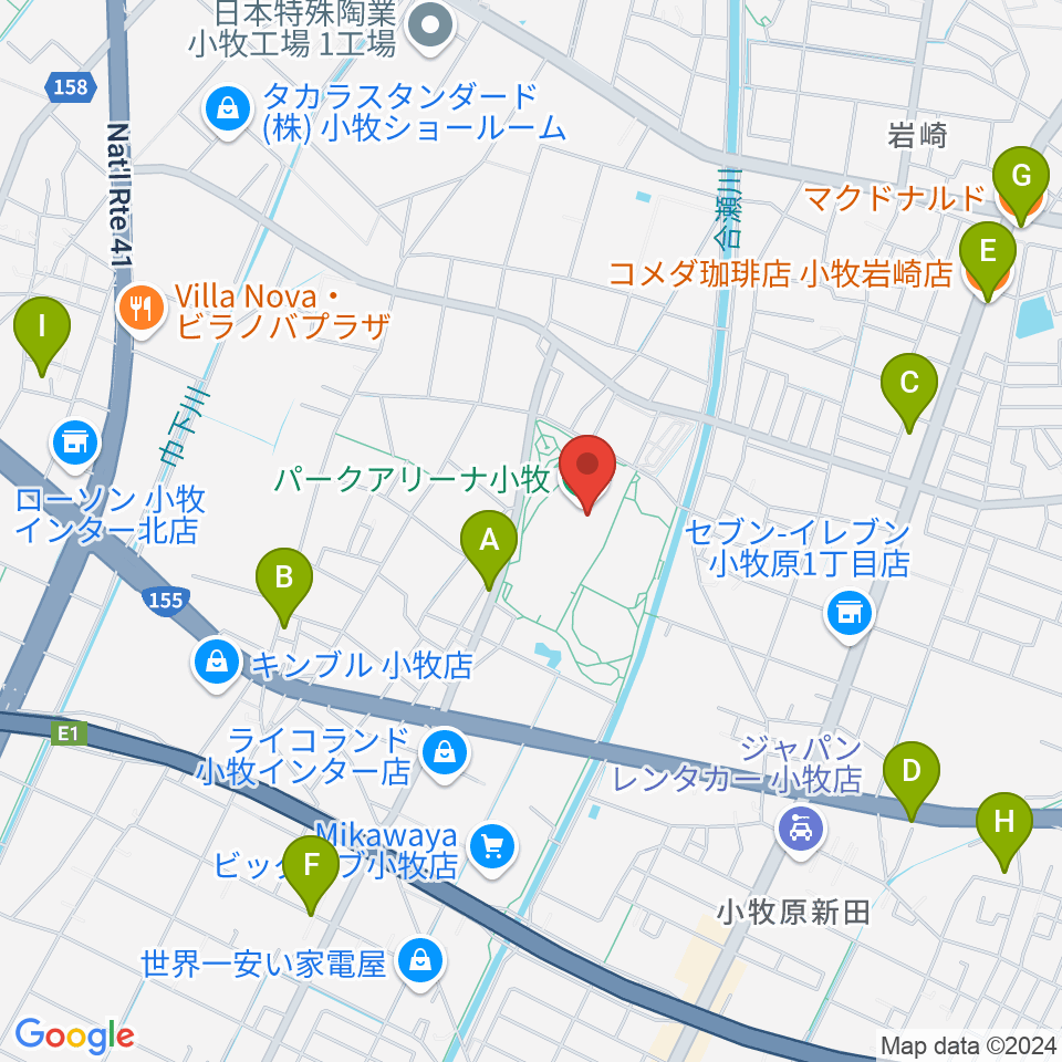 パークアリーナ小牧周辺のカフェ一覧地図