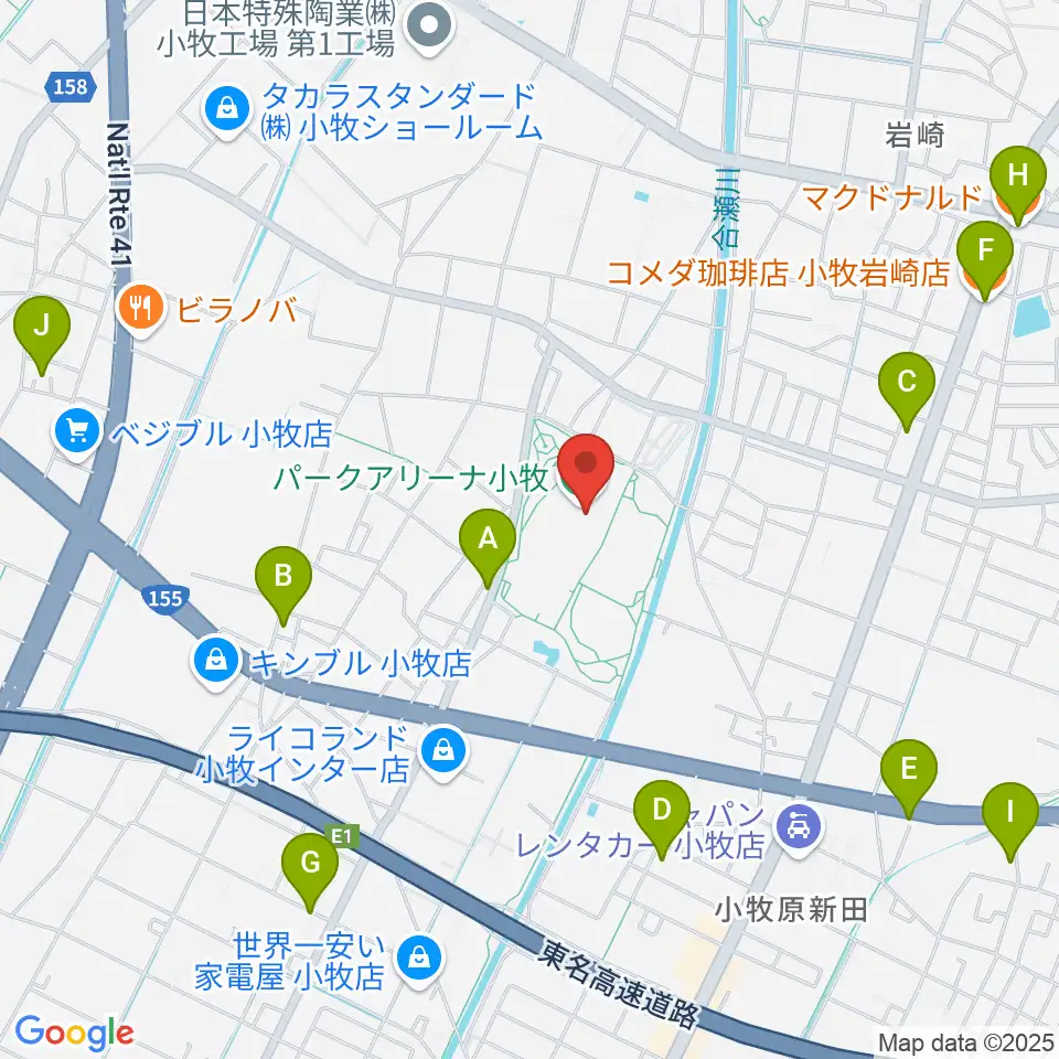 パークアリーナ小牧周辺のカフェ一覧地図