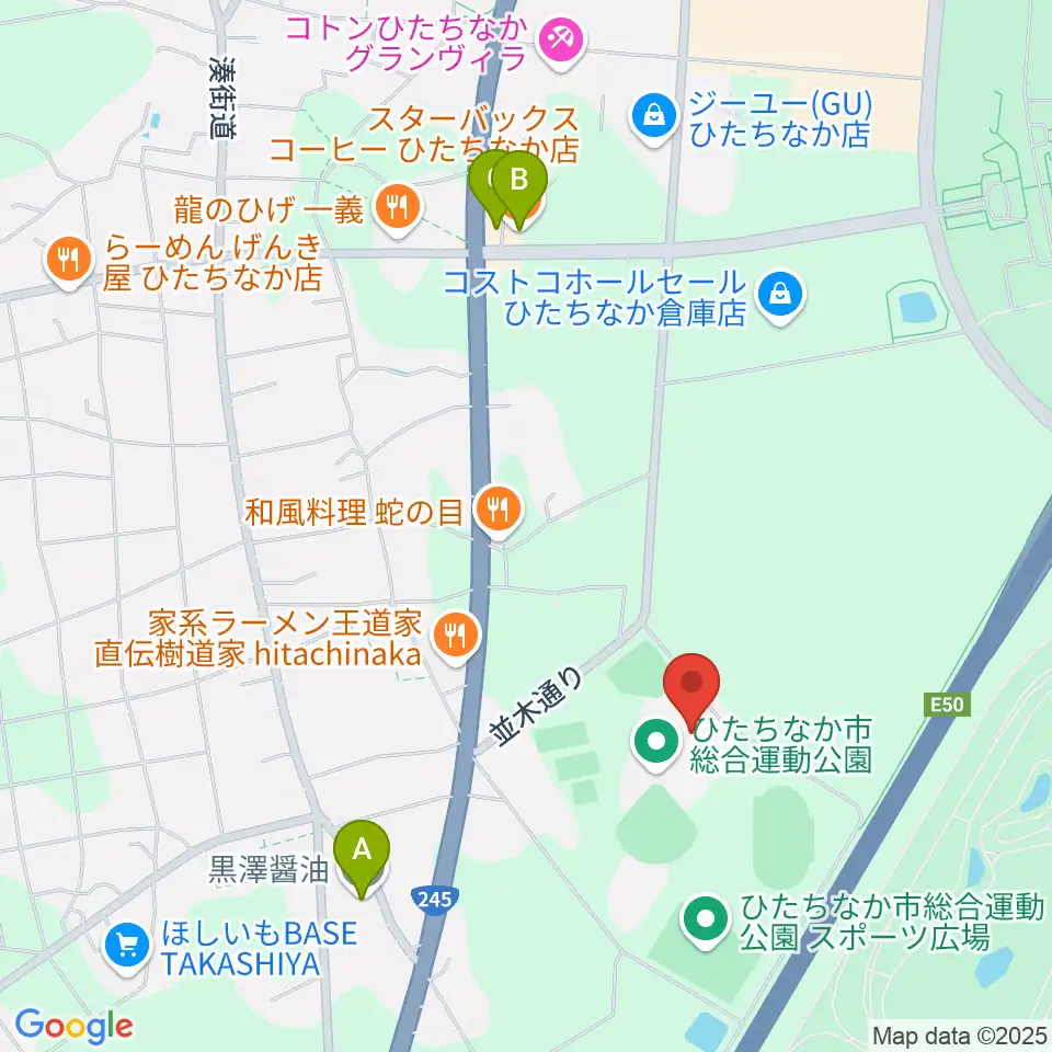 ひたちなか市総合運動公園総合体育館周辺のカフェ一覧地図
