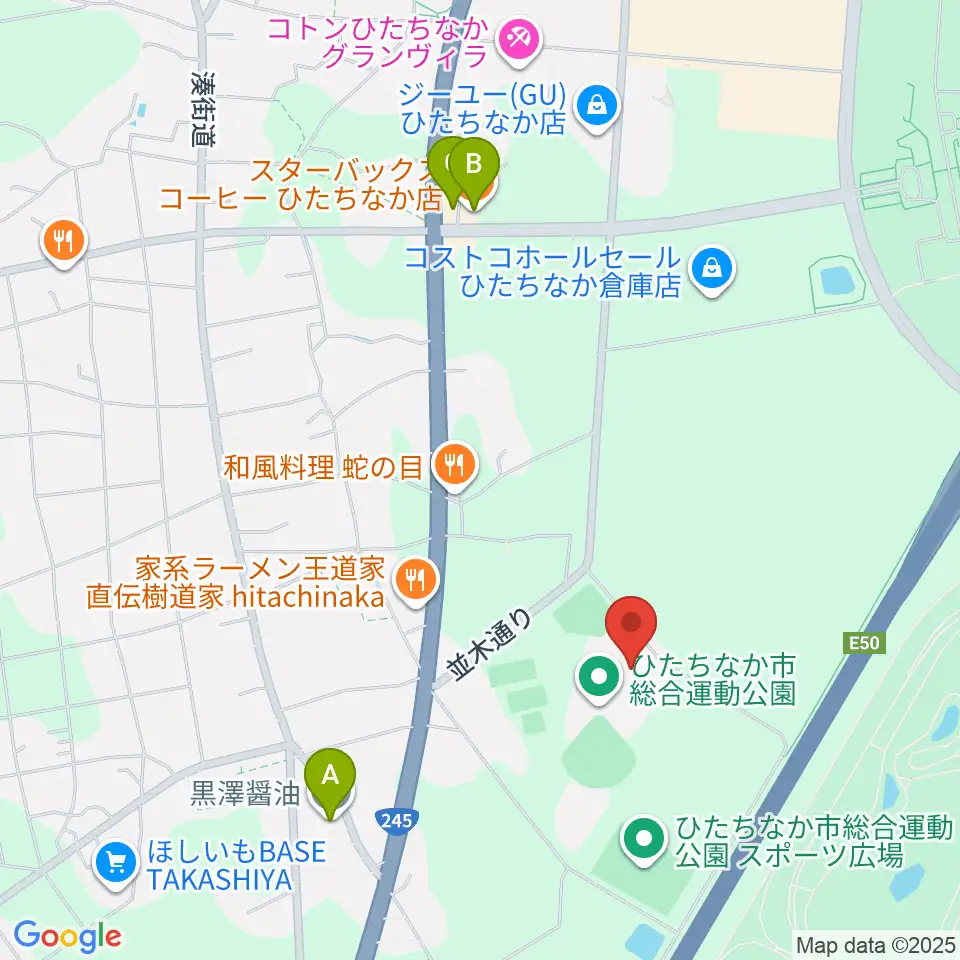 ひたちなか市総合運動公園総合体育館周辺のカフェ一覧地図
