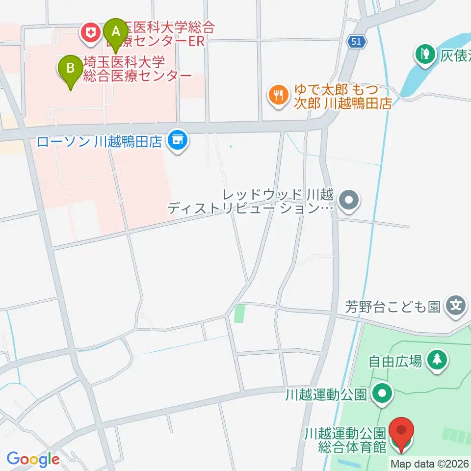 川越運動公園総合体育館 周辺のカフェ一覧マップ