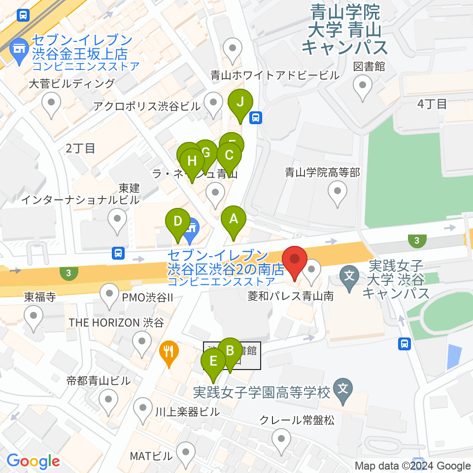 沖田ギター工房 渋谷店周辺のカフェ一覧地図