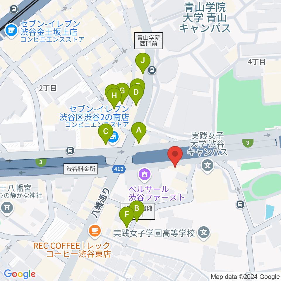 沖田ギター工房 渋谷店周辺のカフェ一覧地図