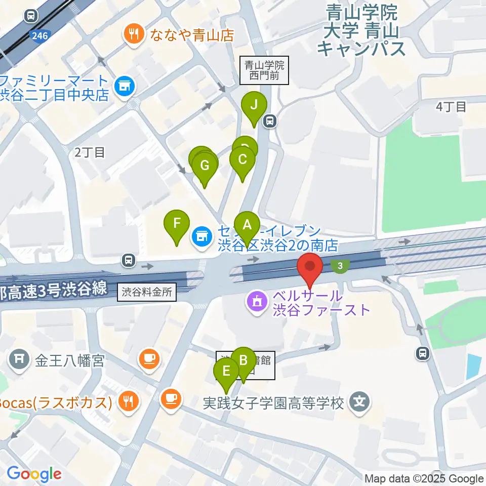 沖田ギター工房 渋谷店周辺のカフェ一覧地図