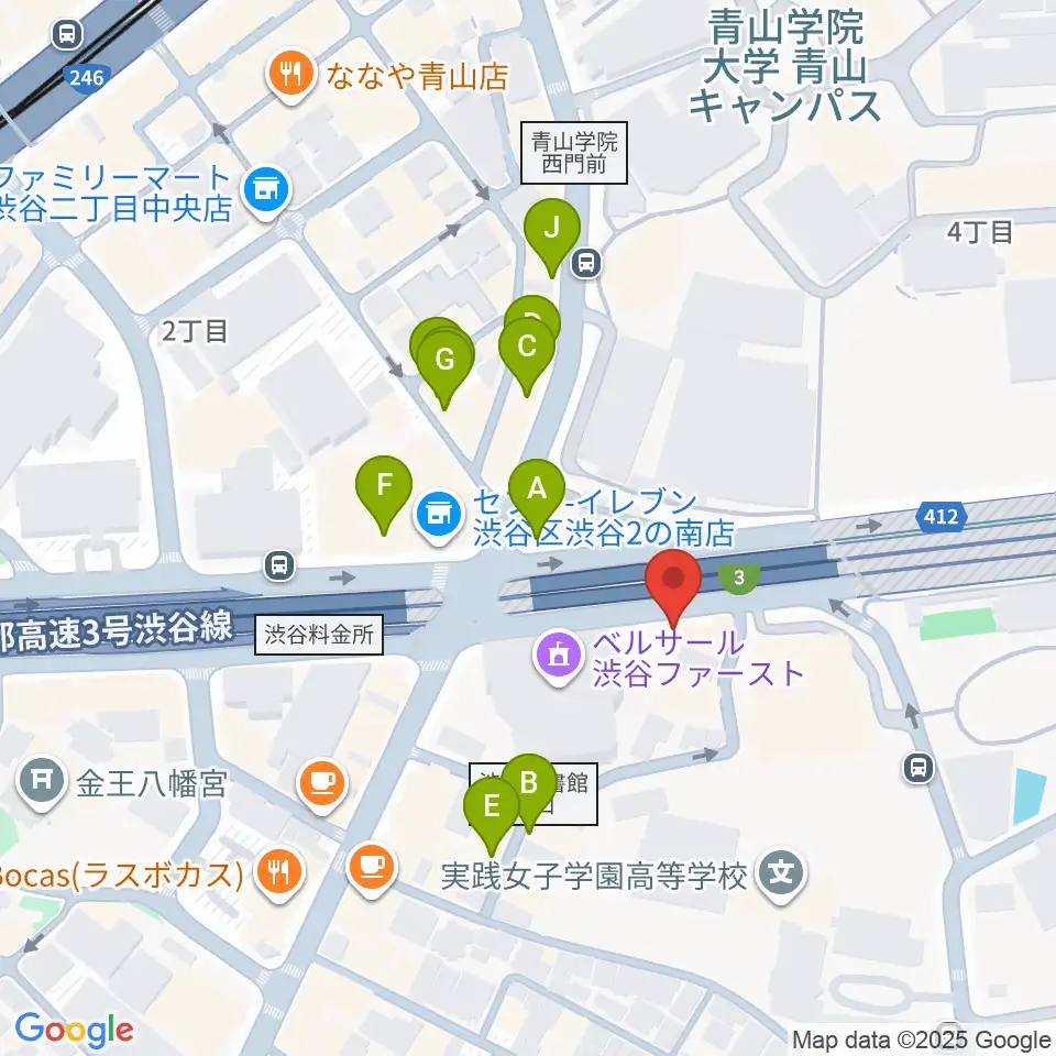 沖田ギター工房 渋谷店周辺のカフェ一覧地図