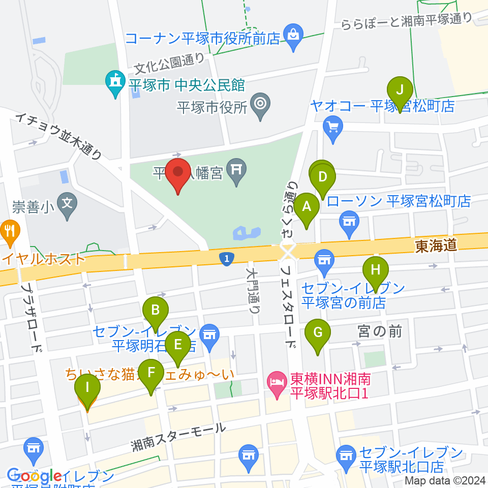 八幡山の洋館周辺のカフェ一覧地図