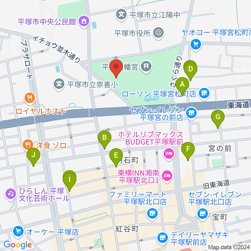 八幡山の洋館周辺のカフェ一覧地図