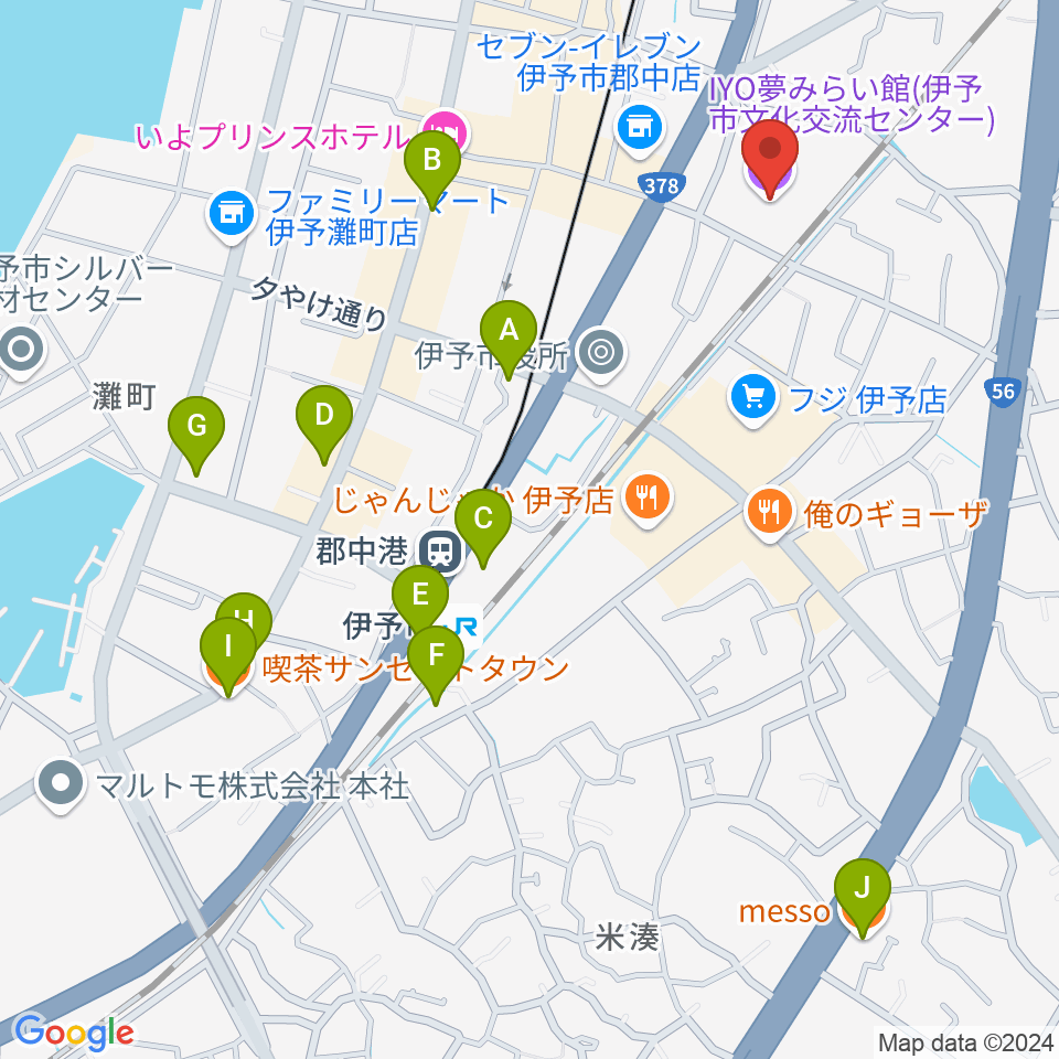 IYO夢みらい館周辺のカフェ一覧地図