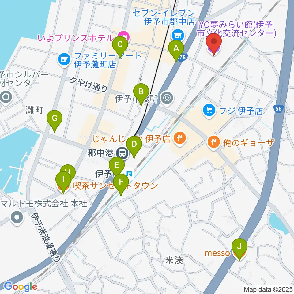 IYO夢みらい館周辺のカフェ一覧地図