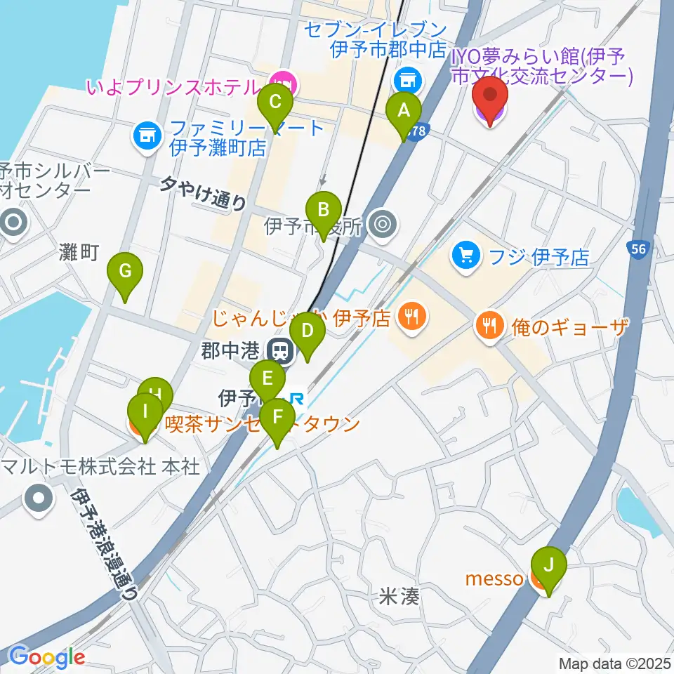IYO夢みらい館周辺のカフェ一覧地図
