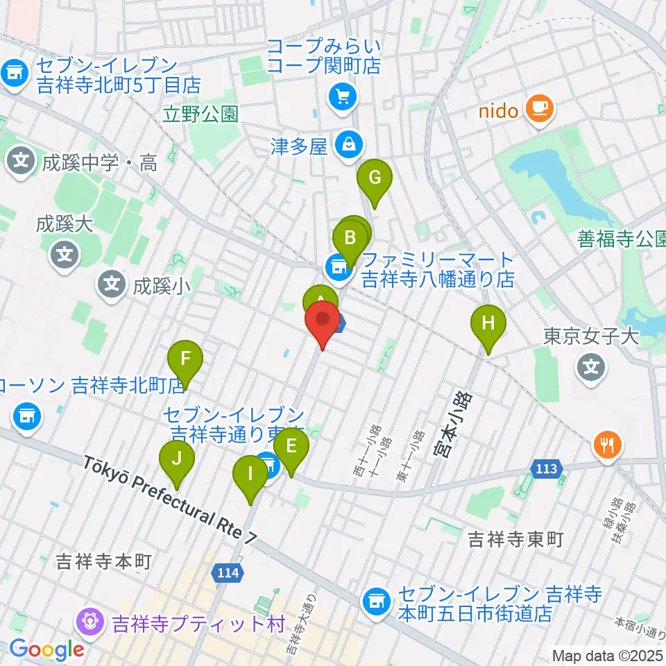 Akkord Guitars周辺のカフェ一覧地図