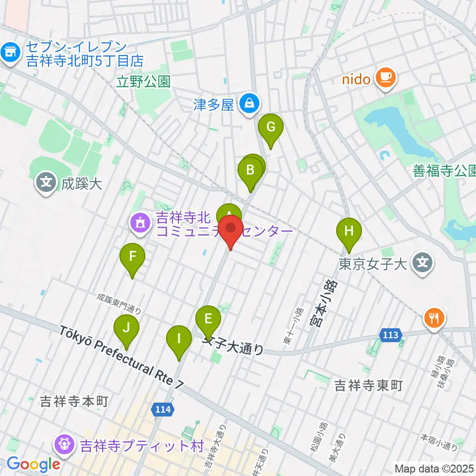 Akkord Guitars周辺のカフェ一覧地図