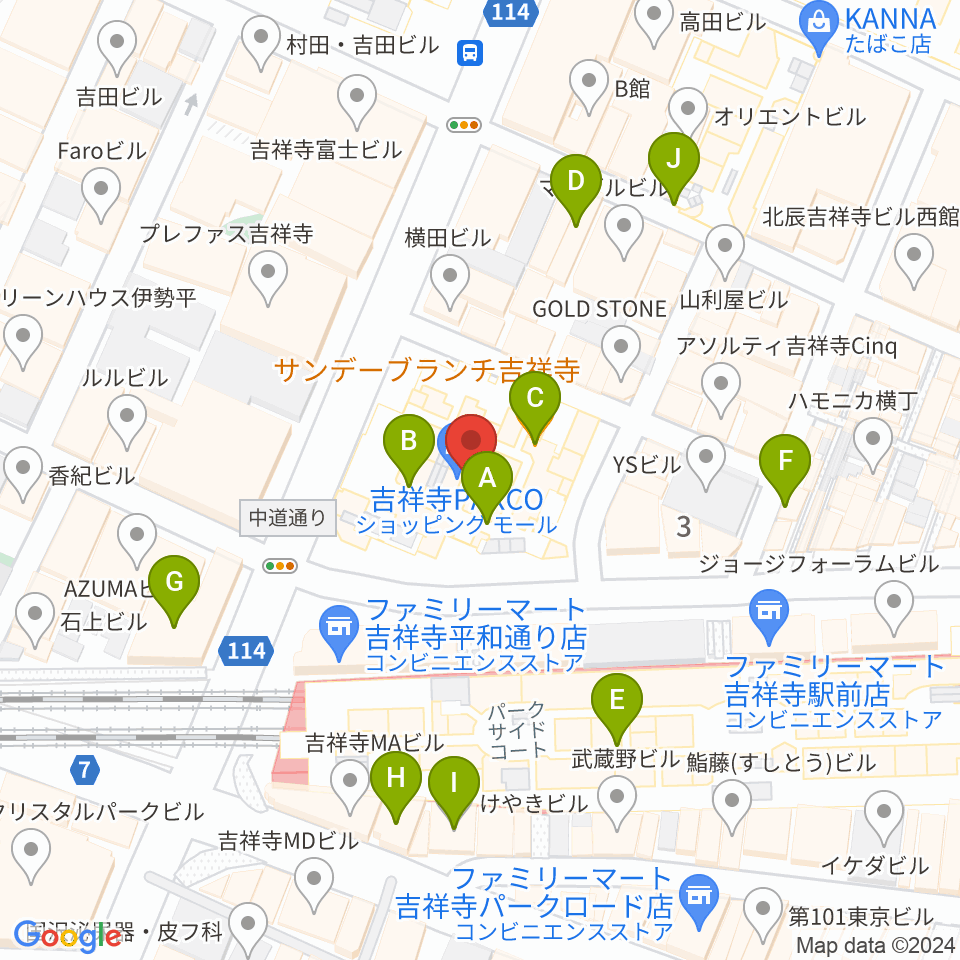 アップリンク吉祥寺周辺のカフェ一覧地図