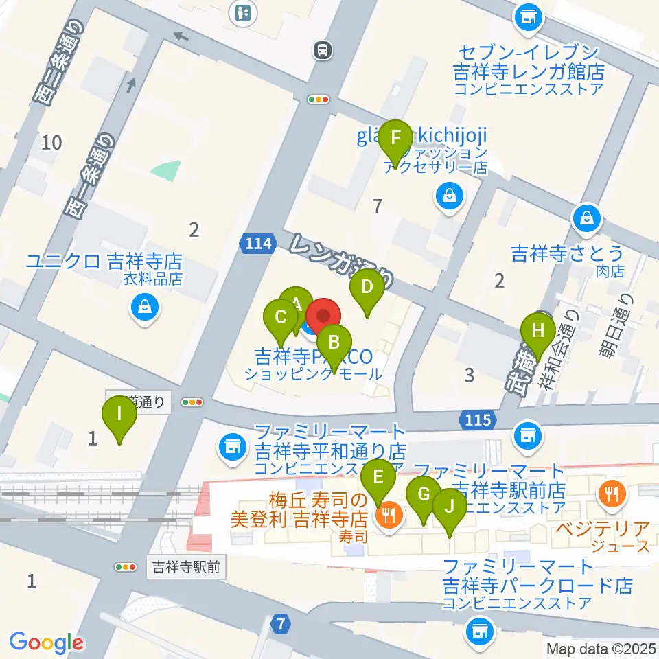 アップリンク吉祥寺周辺のカフェ一覧地図