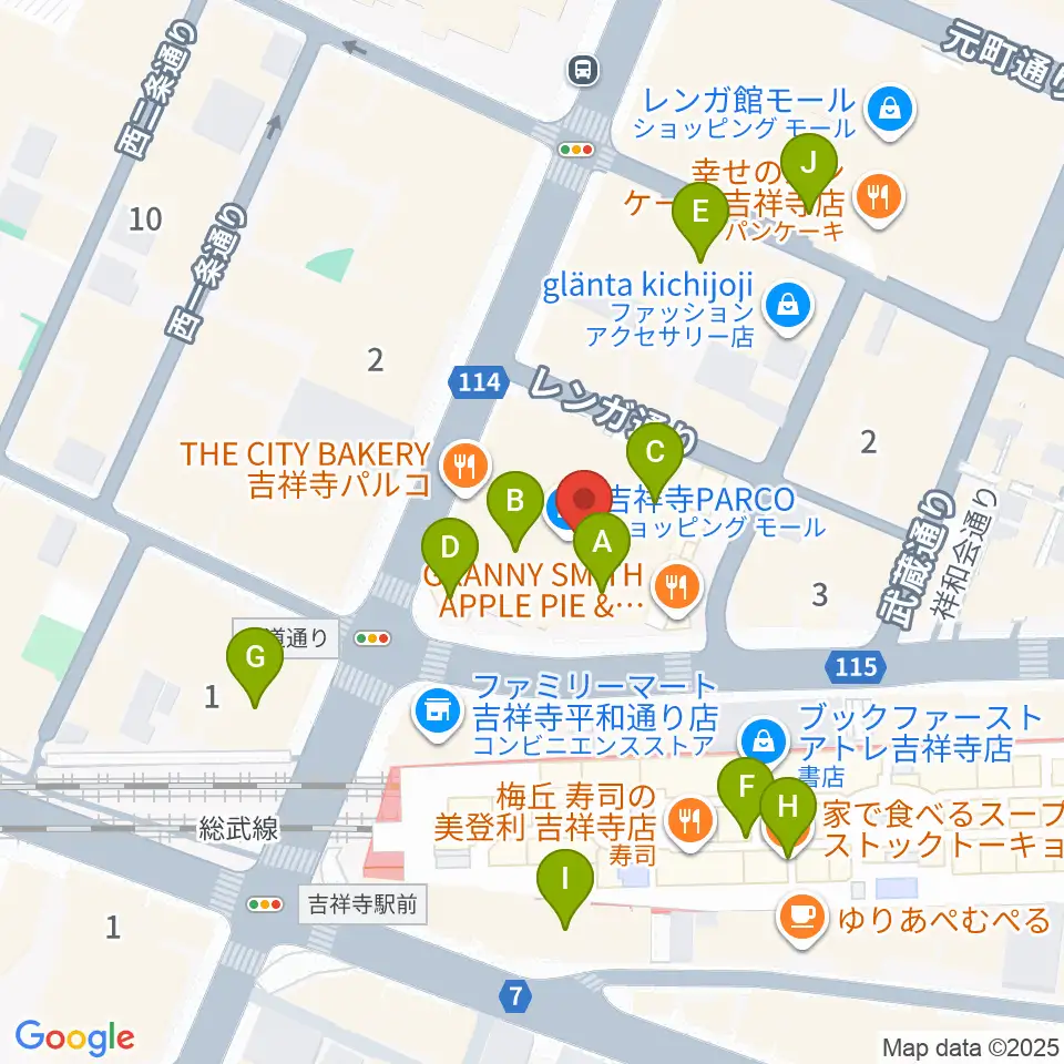 アップリンク吉祥寺周辺のカフェ一覧地図
