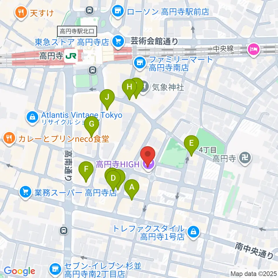 AMPcafe周辺のカフェ一覧地図
