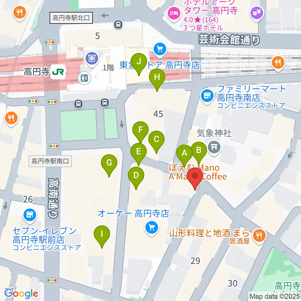 EAD RECORD周辺のカフェ一覧地図