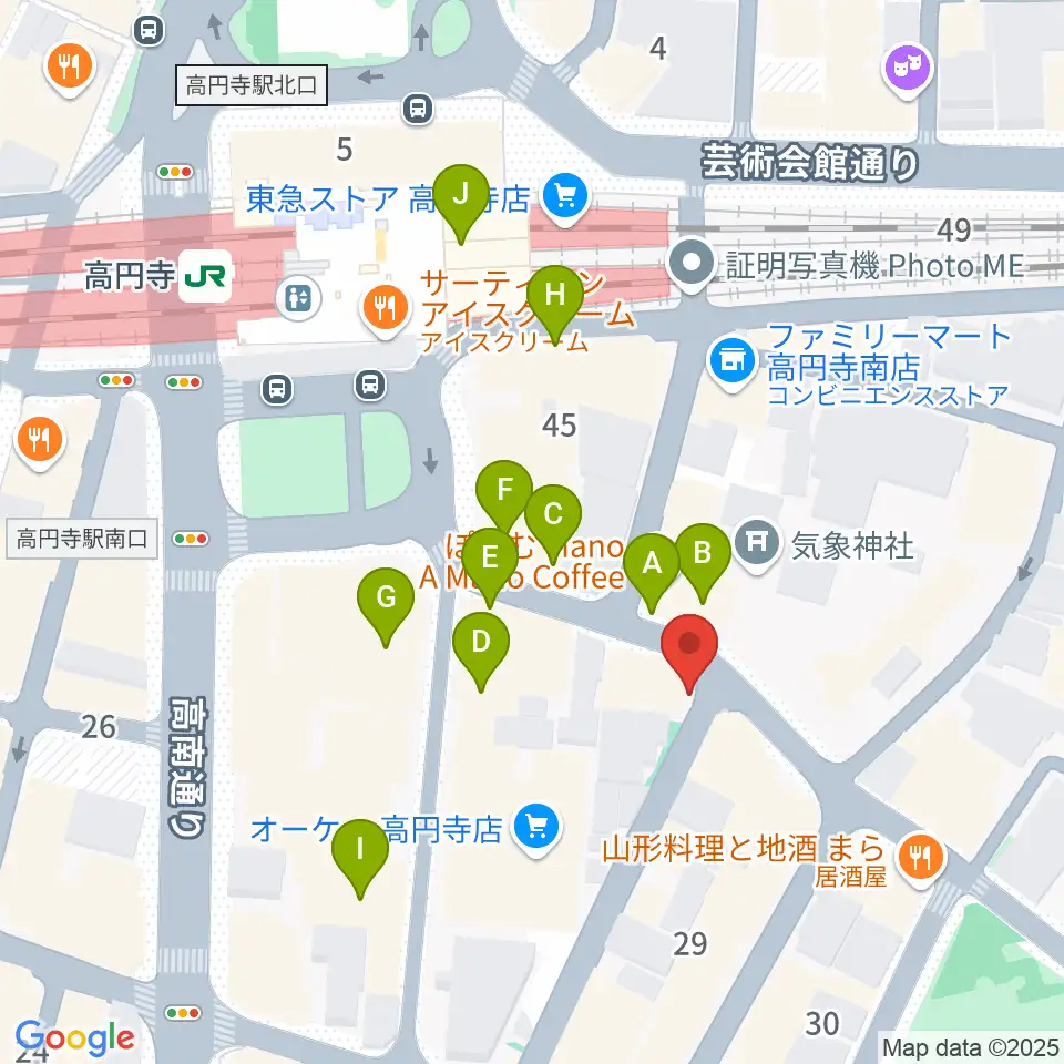 EAD RECORD周辺のカフェ一覧地図