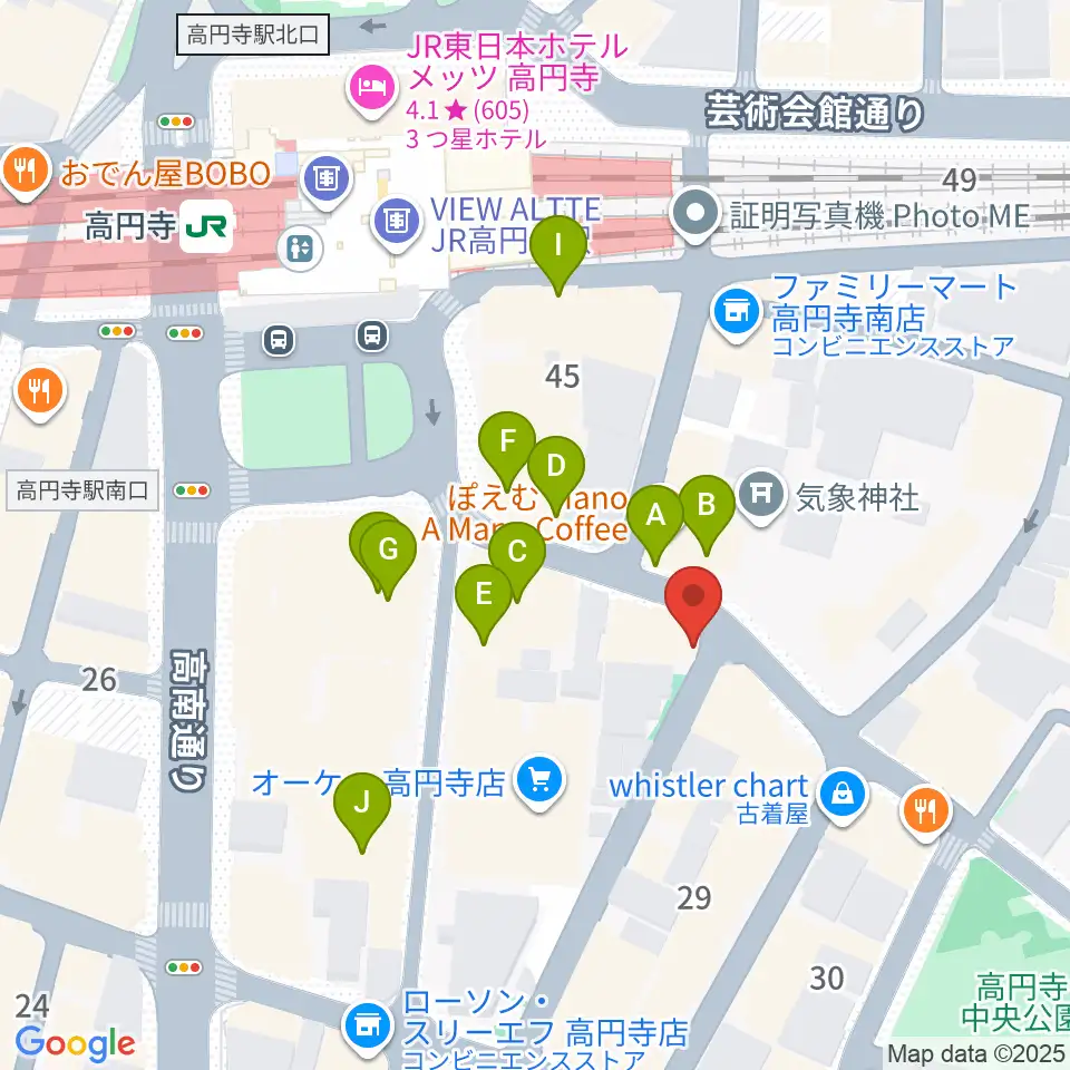 EAD RECORD周辺のカフェ一覧地図