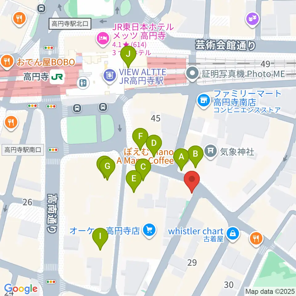 EAD RECORD周辺のカフェ一覧地図