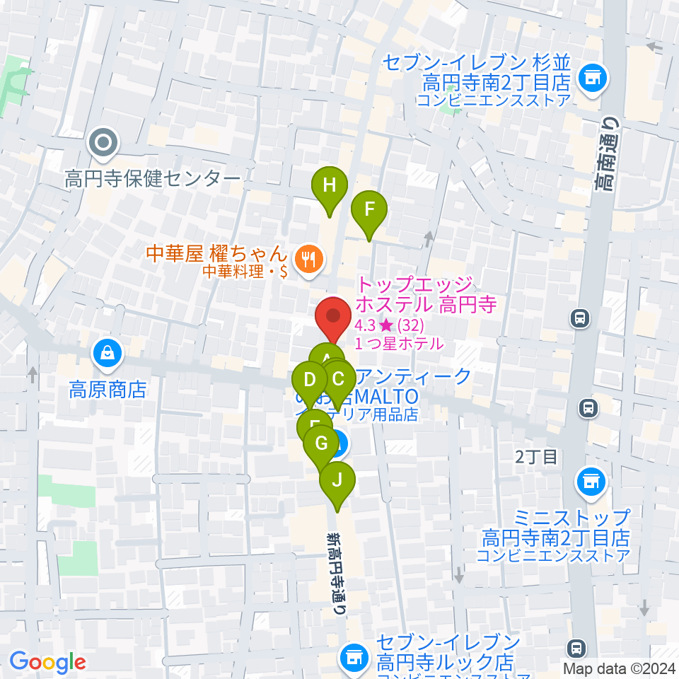 和楽器BAR 龍宮周辺のカフェ一覧地図