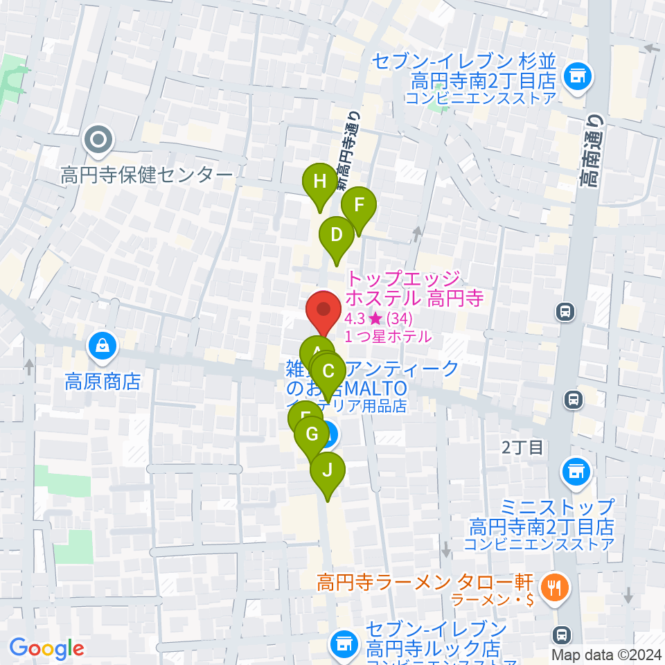 和楽器BAR 龍宮周辺のカフェ一覧地図