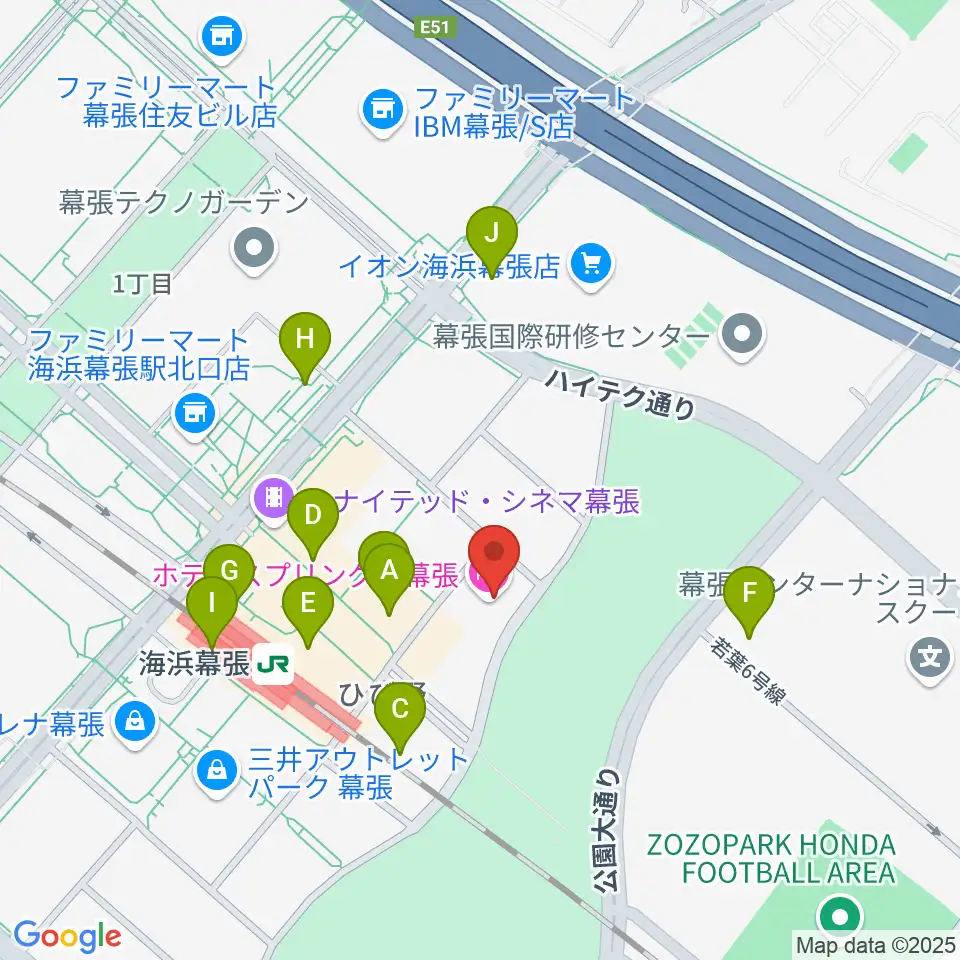ホテルスプリングス幕張スプリングスホール周辺のカフェ一覧地図