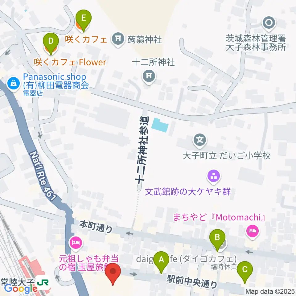 大子町文化福祉会館まいん周辺のカフェ一覧地図