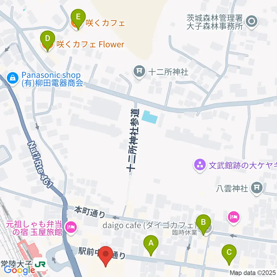 大子町文化福祉会館まいん周辺のカフェ一覧地図