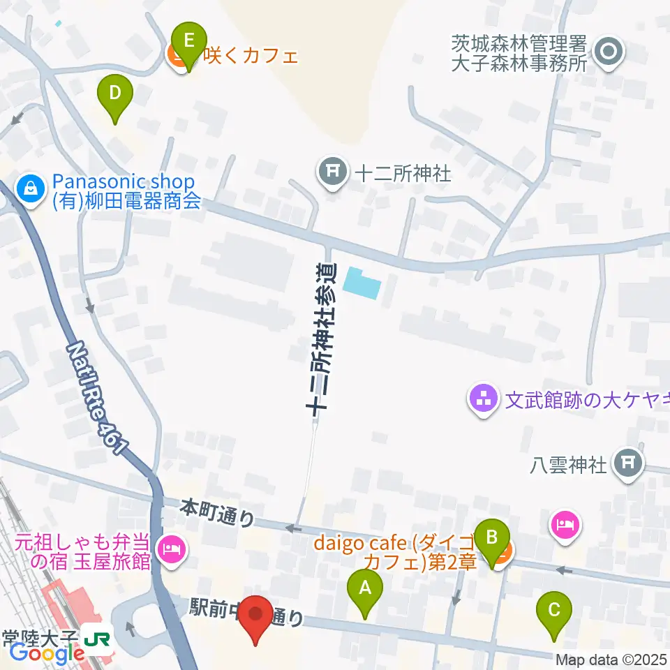大子町文化福祉会館まいん周辺のカフェ一覧地図