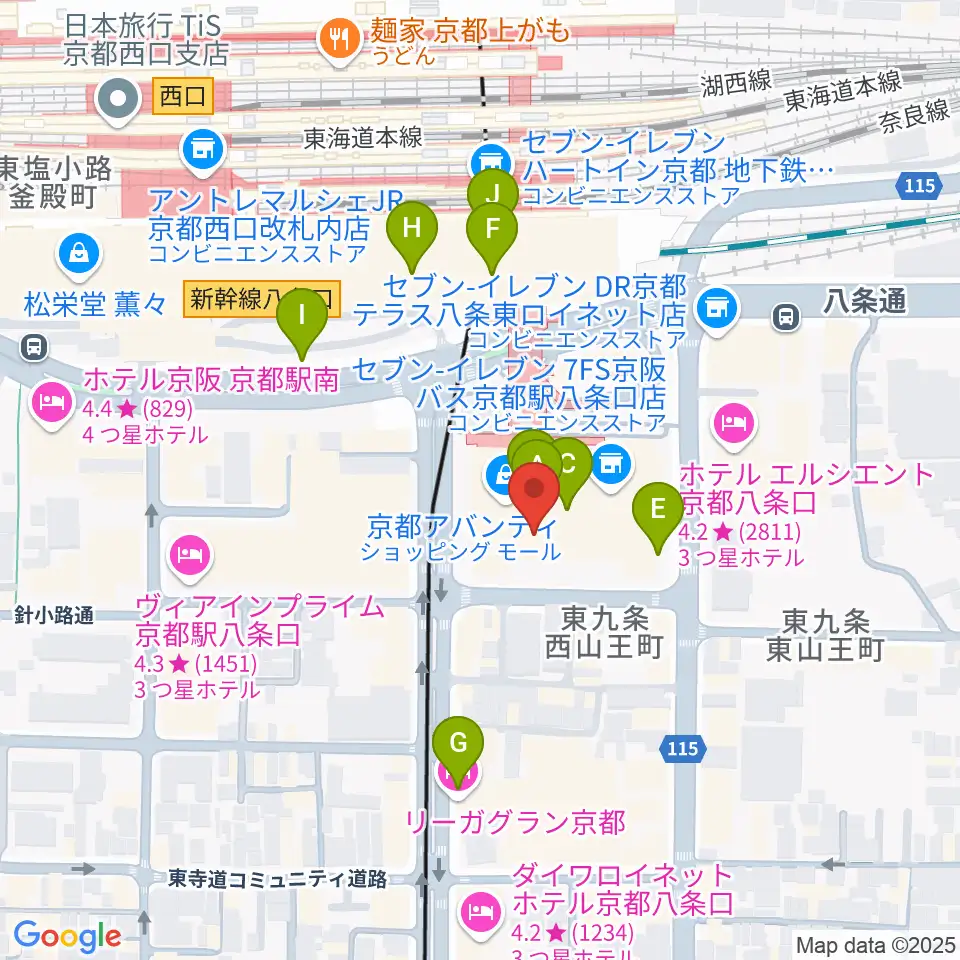 龍谷大学 響都ホール 校友会館周辺のカフェ一覧地図