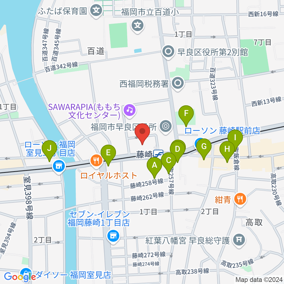 福岡市立早良市民センター周辺のカフェ一覧地図