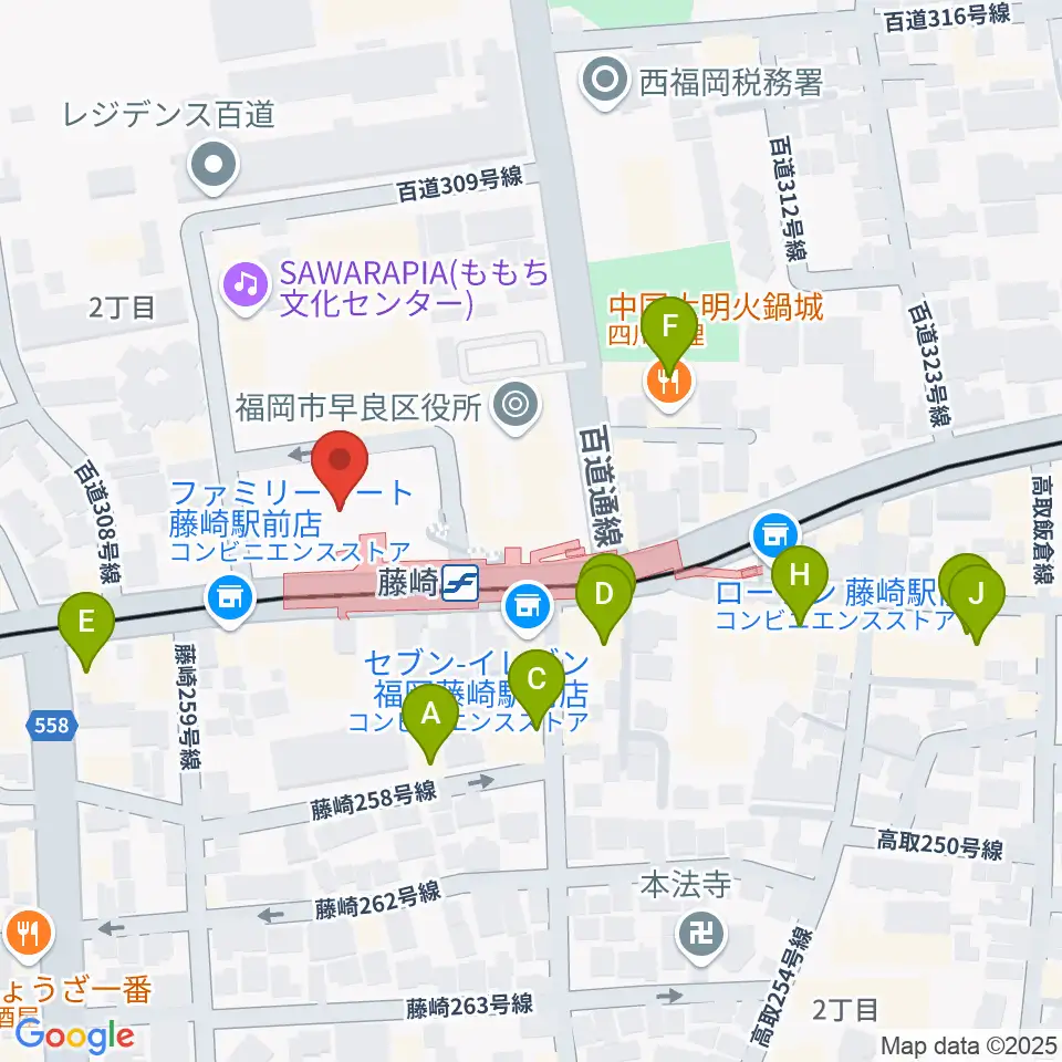 福岡市立早良市民センター周辺のカフェ一覧地図