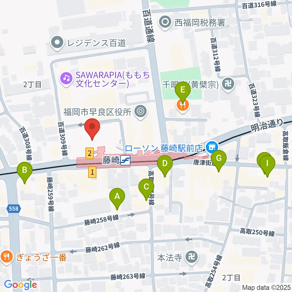福岡市立早良市民センター周辺のカフェ一覧地図