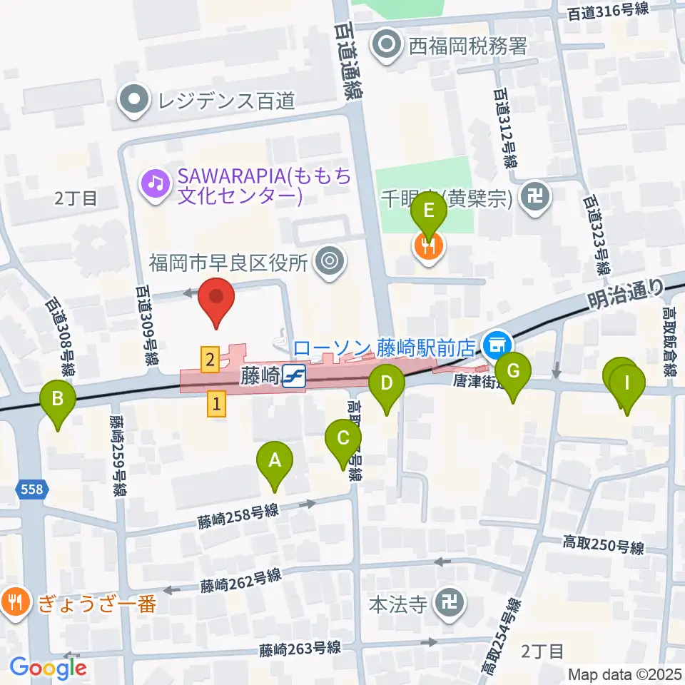 福岡市立早良市民センター周辺のカフェ一覧地図
