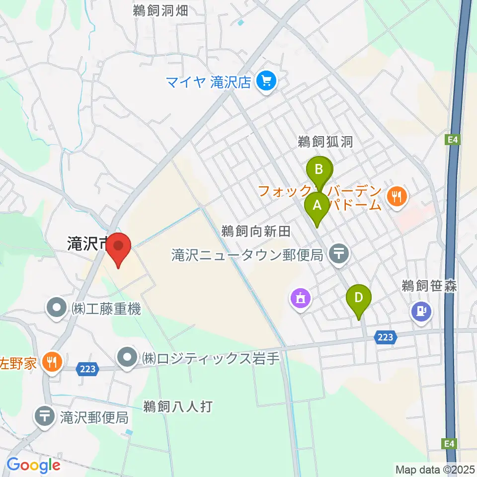 ビッグルーフ滝沢周辺のカフェ一覧地図