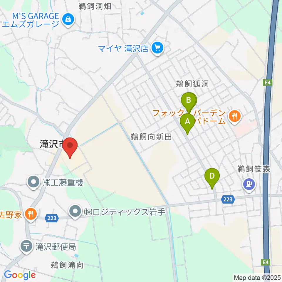ビッグルーフ滝沢周辺のカフェ一覧地図