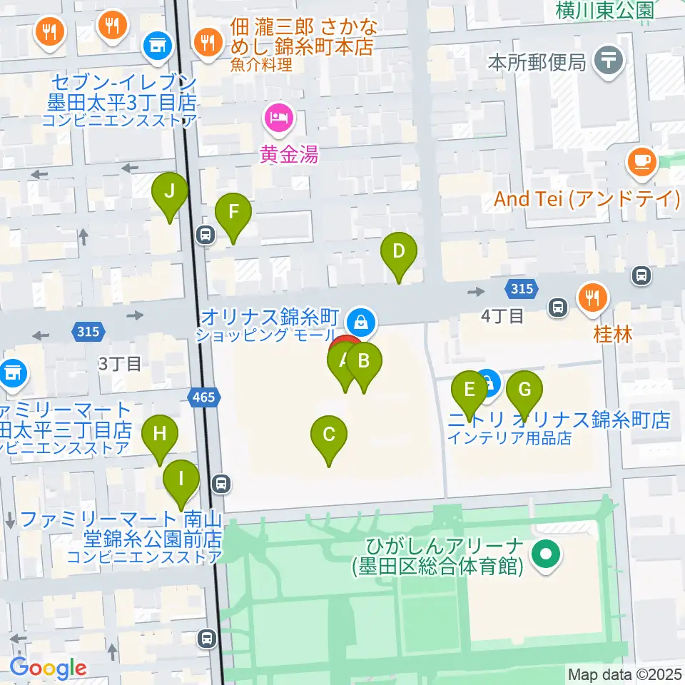 TOHOシネマズ錦糸町オリナス周辺のカフェ一覧地図