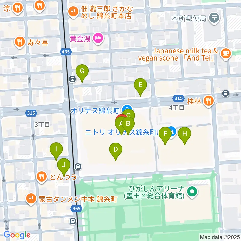 TOHOシネマズ錦糸町オリナス周辺のカフェ一覧地図