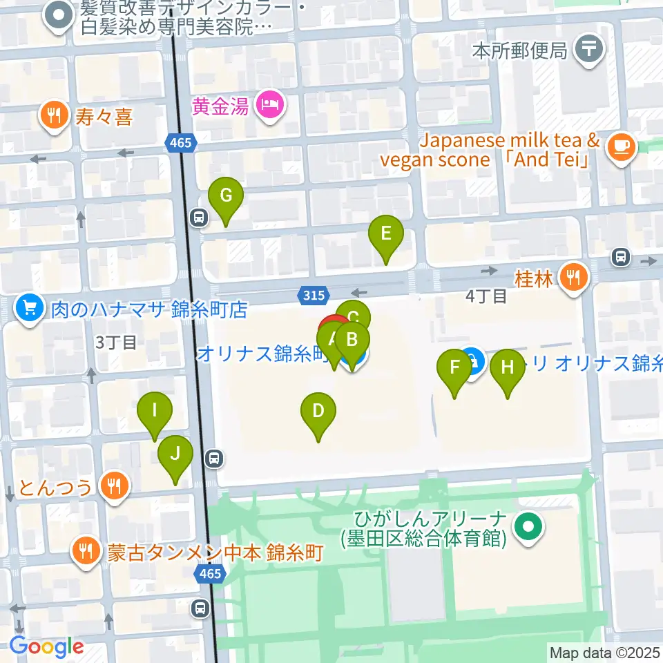 TOHOシネマズ錦糸町オリナス周辺のカフェ一覧地図
