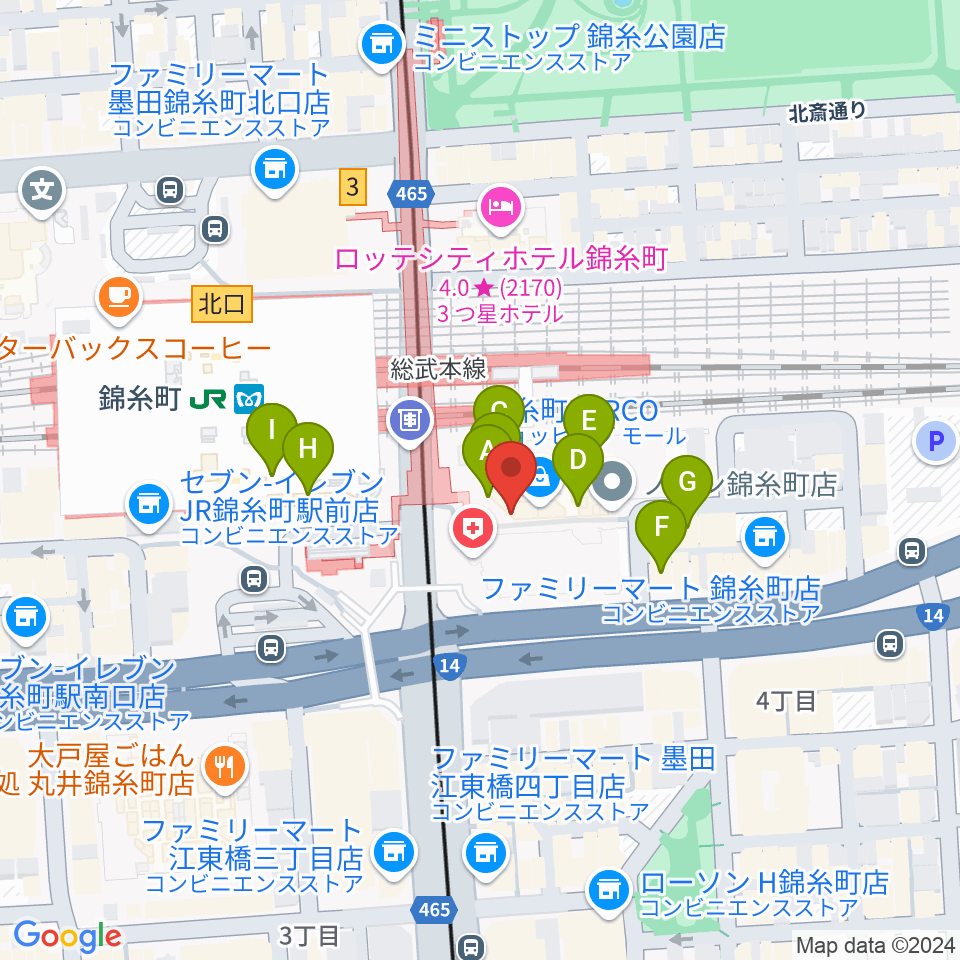 TOHOシネマズ錦糸町楽天地周辺のカフェ一覧地図