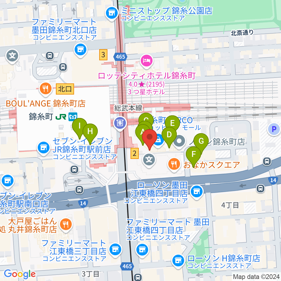 TOHOシネマズ錦糸町楽天地周辺のカフェ一覧地図