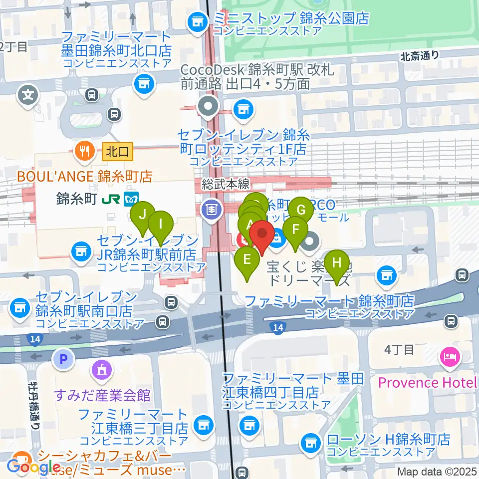 TOHOシネマズ錦糸町楽天地周辺のカフェ一覧地図