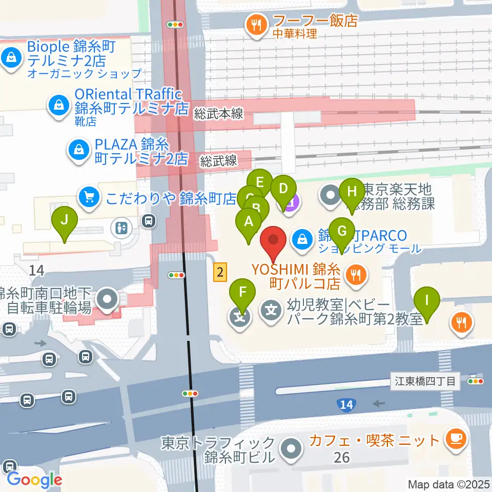 TOHOシネマズ錦糸町楽天地周辺のカフェ一覧地図